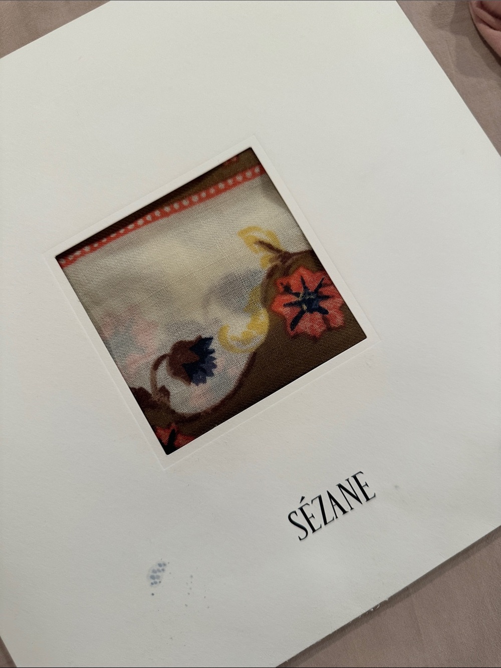 Sezane Elegant Floral Print Wool Pio Scarf in Olive and Cream - Picture 6 of 9